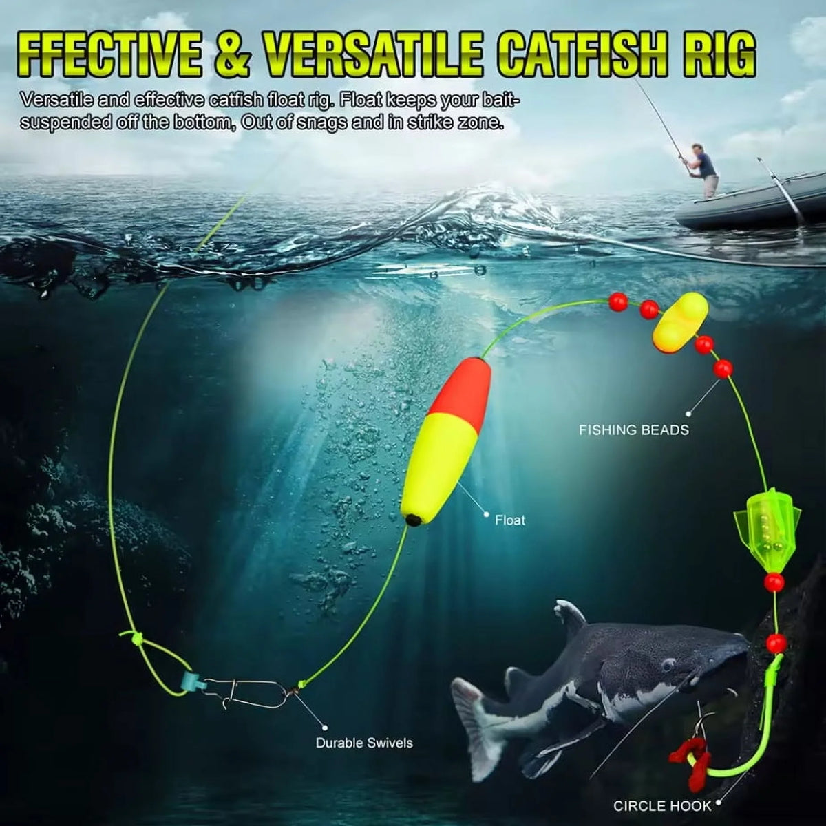 5pcs/set Catfish Rigs Fishing Tackle with Circle Hooks C830