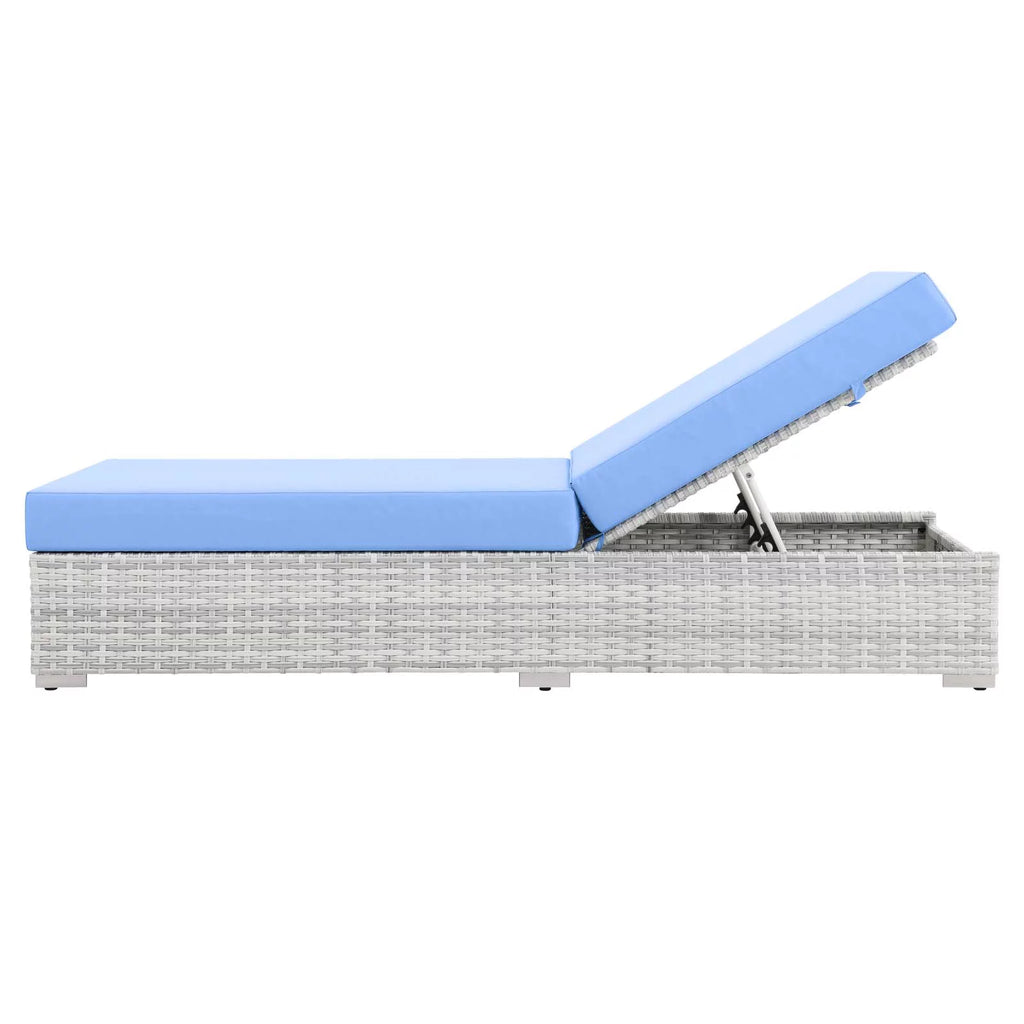 Light Grey Light Blue Rattan Wicker Lounge Chair Q32888