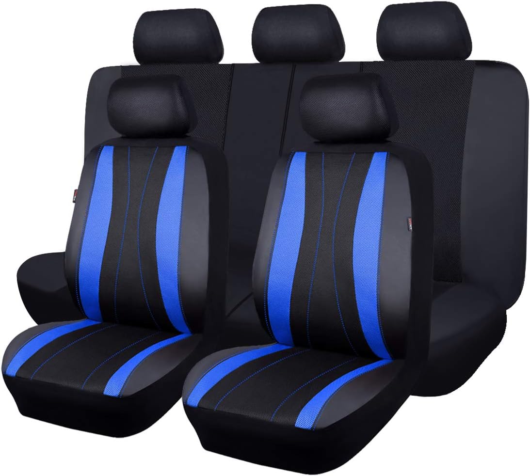 Faux Leather Mesh Car Seat Covers Full Set Q80752