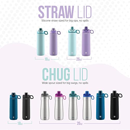 26 oz Vacuum Insulated Stainless Steel Water Bottle with Leak Proof Chug Lid and Silicone Carry Loop V20810