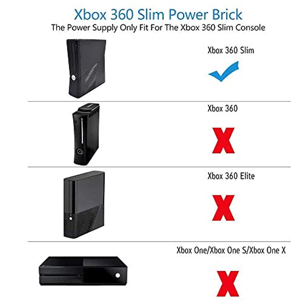 Black AC Adapter for Xbox 360 Slim F480