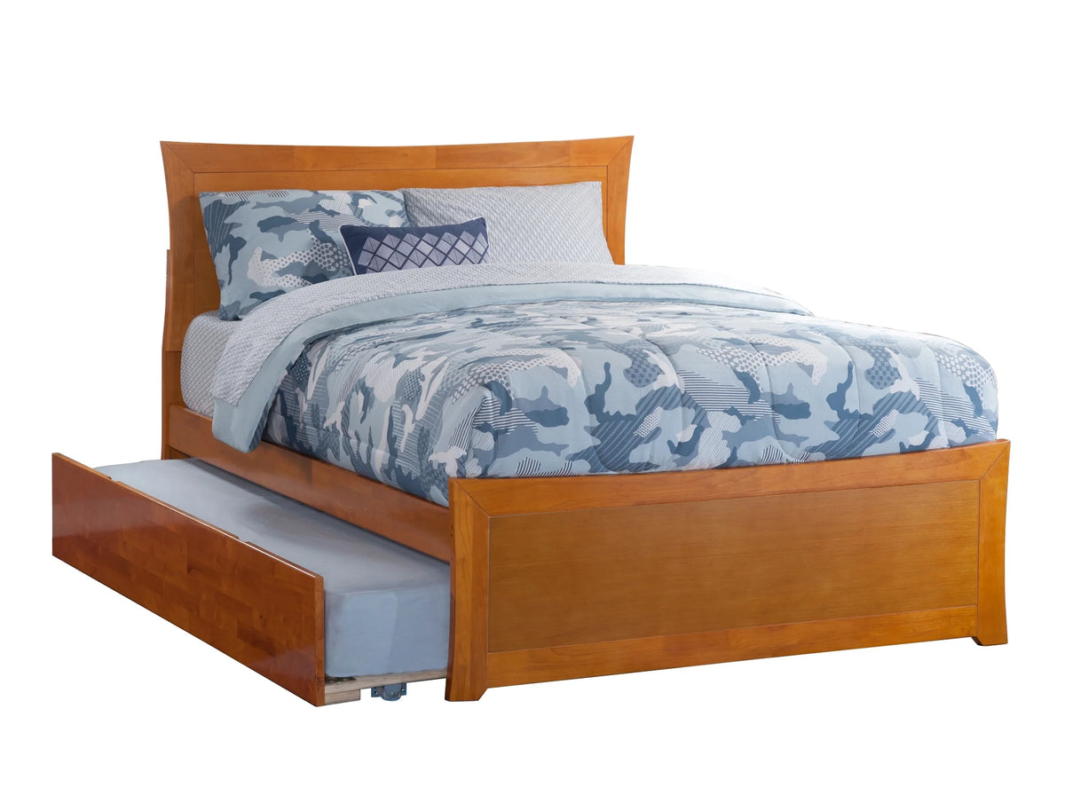 Caramel Full Platform Bed with Twin Size Trundle Bed U5600