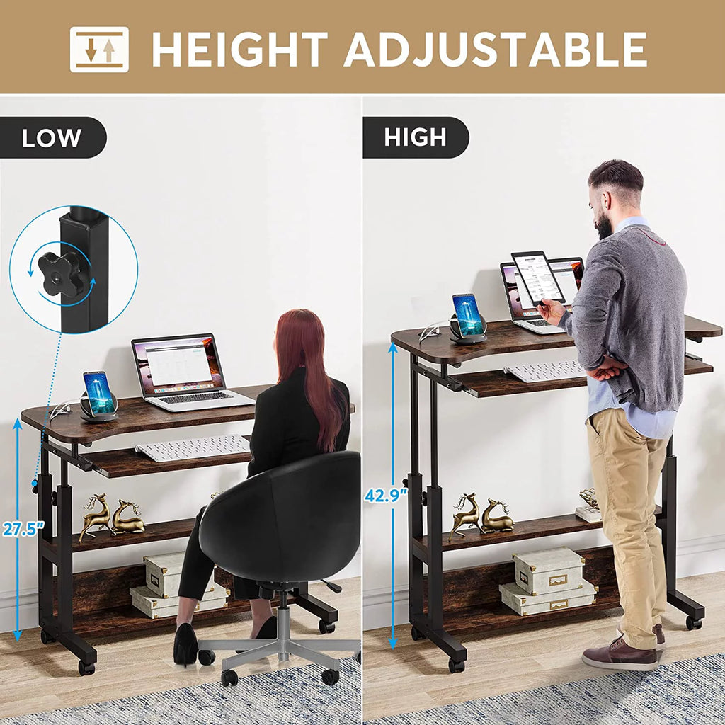 Mobile Height Adjustable Desk with Wireless Charging Station X451780