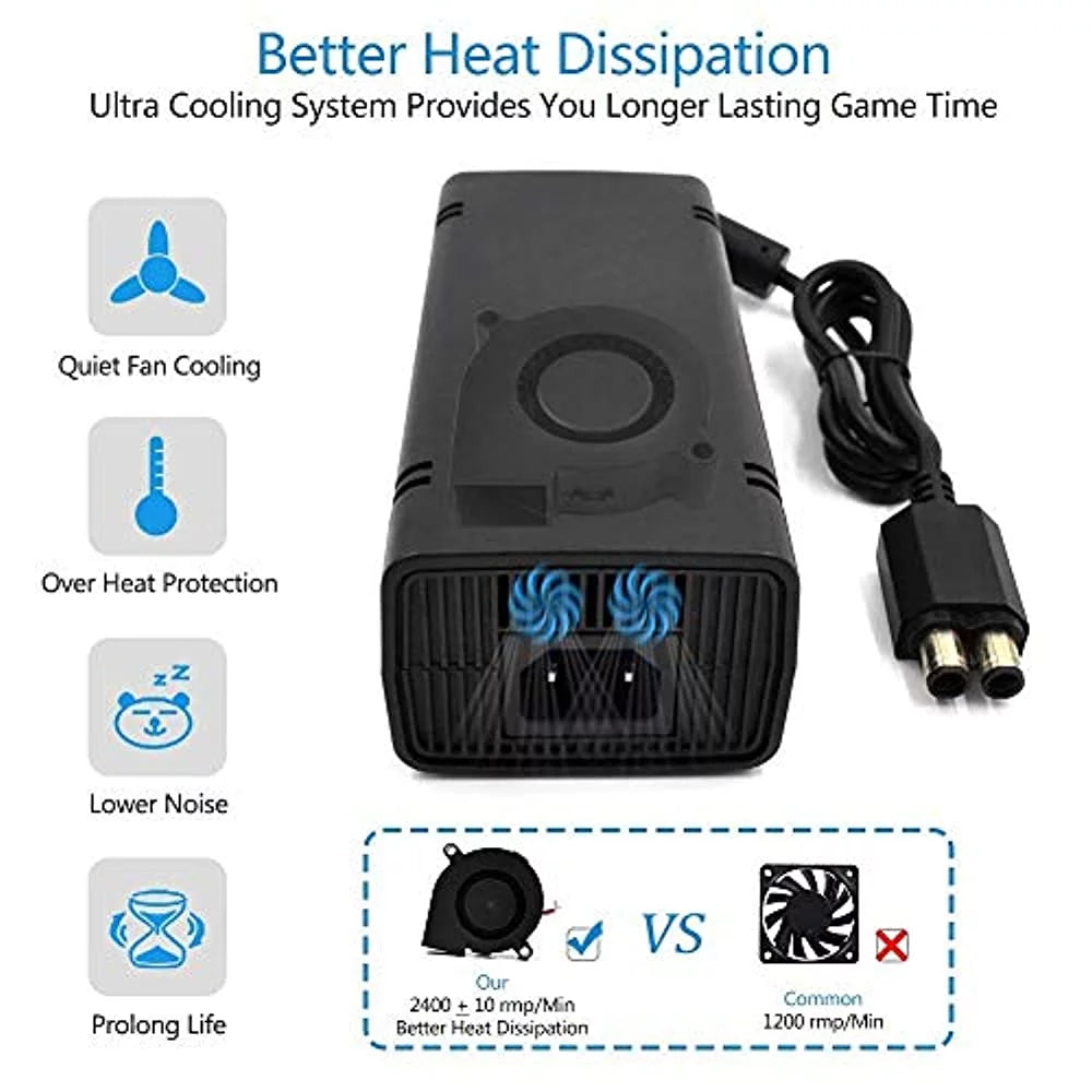 Black AC Adapter for Xbox 360 Slim F480