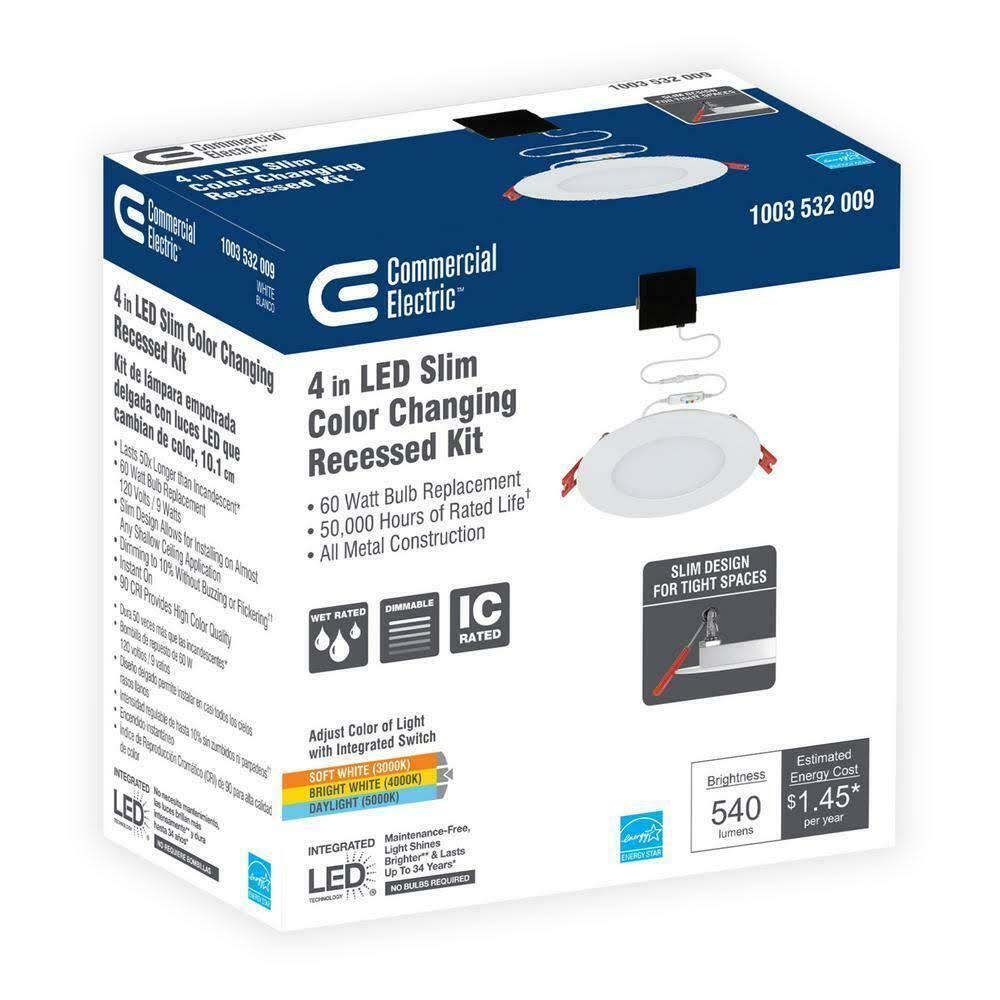 4 in. Selectable Canless Recessed Integrated LED Kit for Shallow Ceiling (4-Pac) F435036