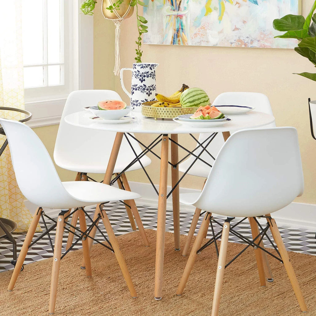 White Round Dining Table 32" Pedestal V578