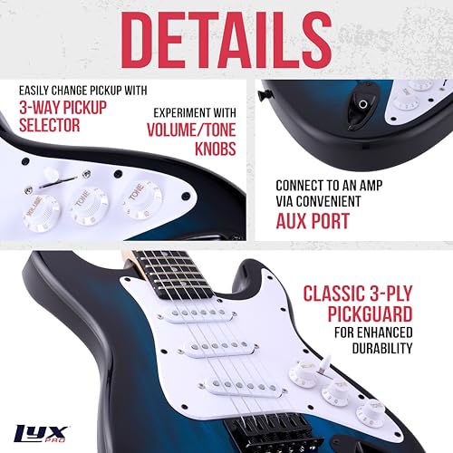Red 36 Inch Electric Guitar Kit with Amp, Six Strings, Picks, Strap, Tuner, Cable, Gig Bag G2141