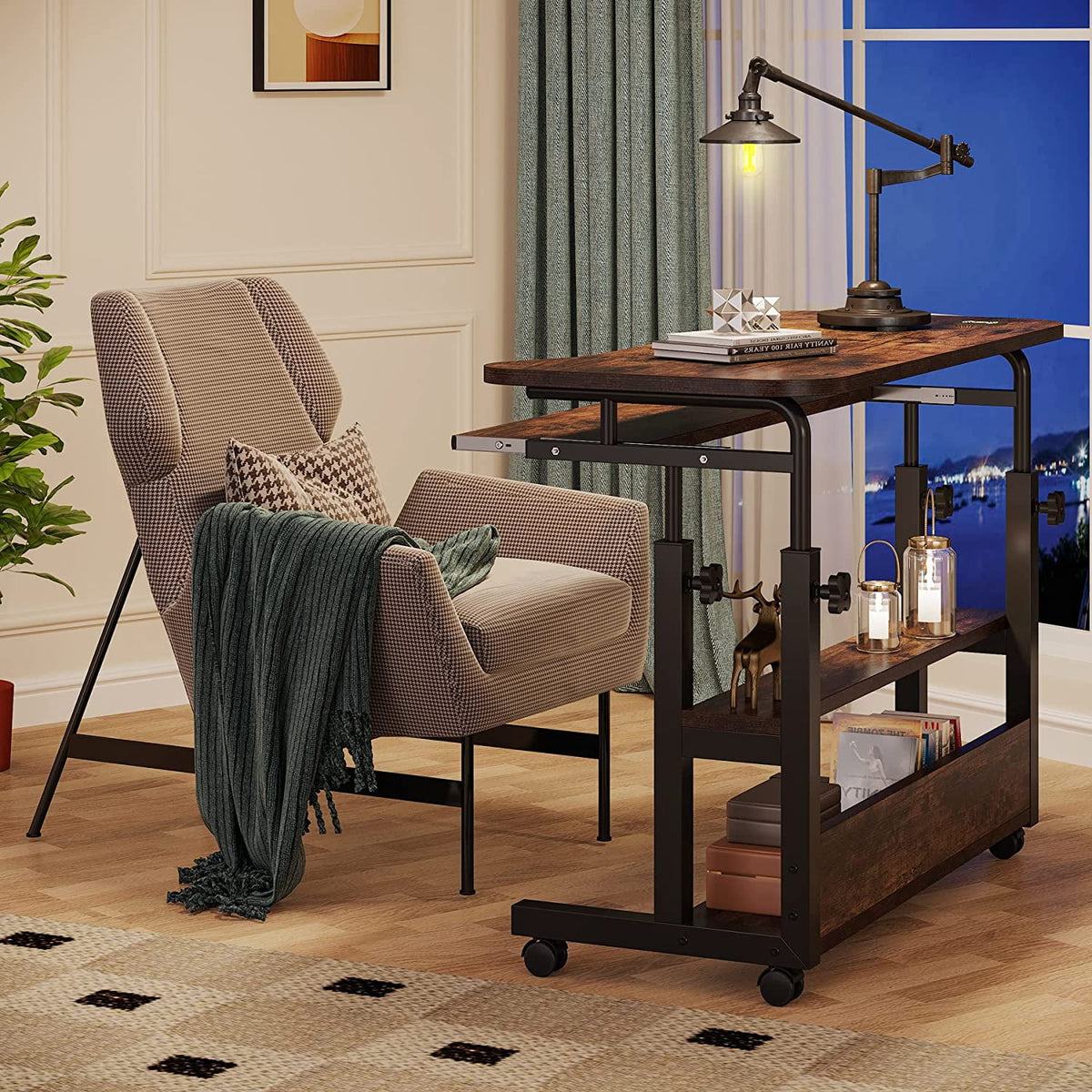 Mobile Height Adjustable Desk with Wireless Charging Station X451780