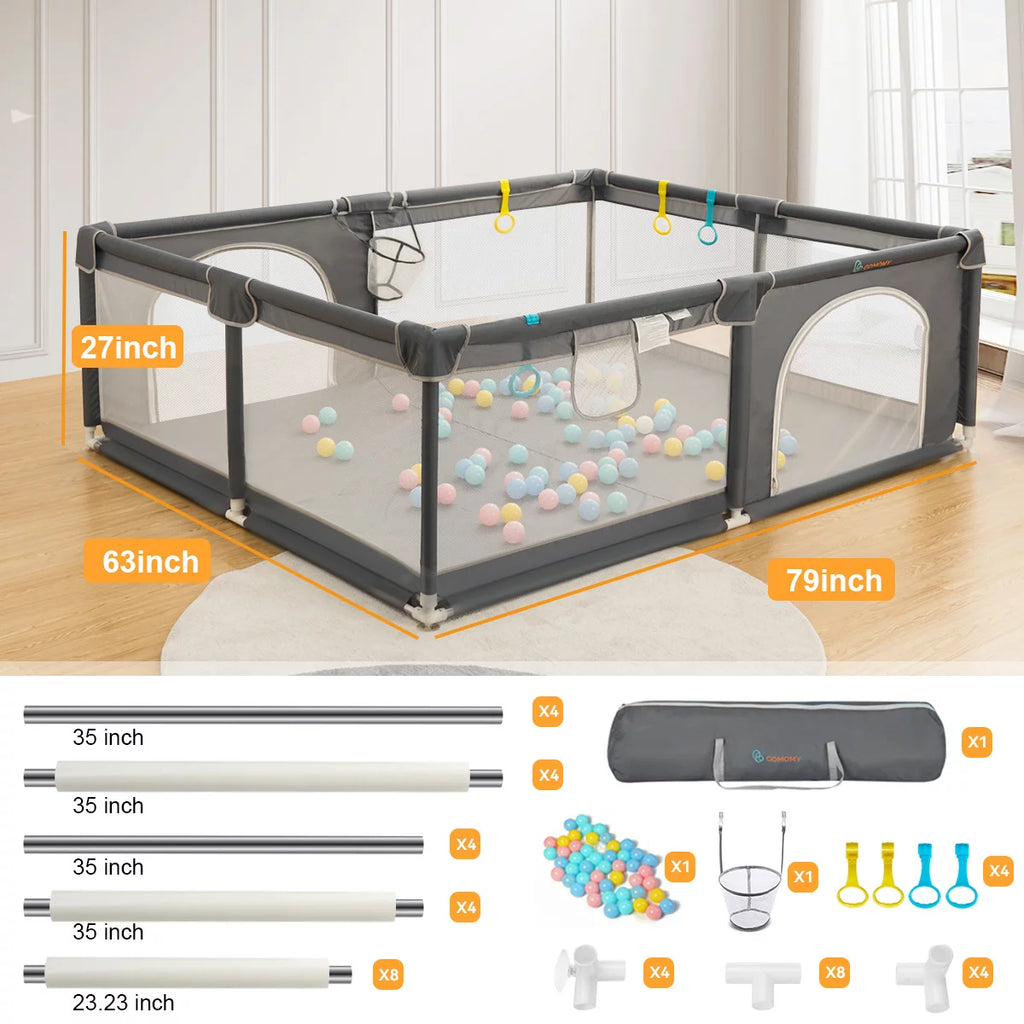 Portable Soft Mesh Baby Playpen H78396