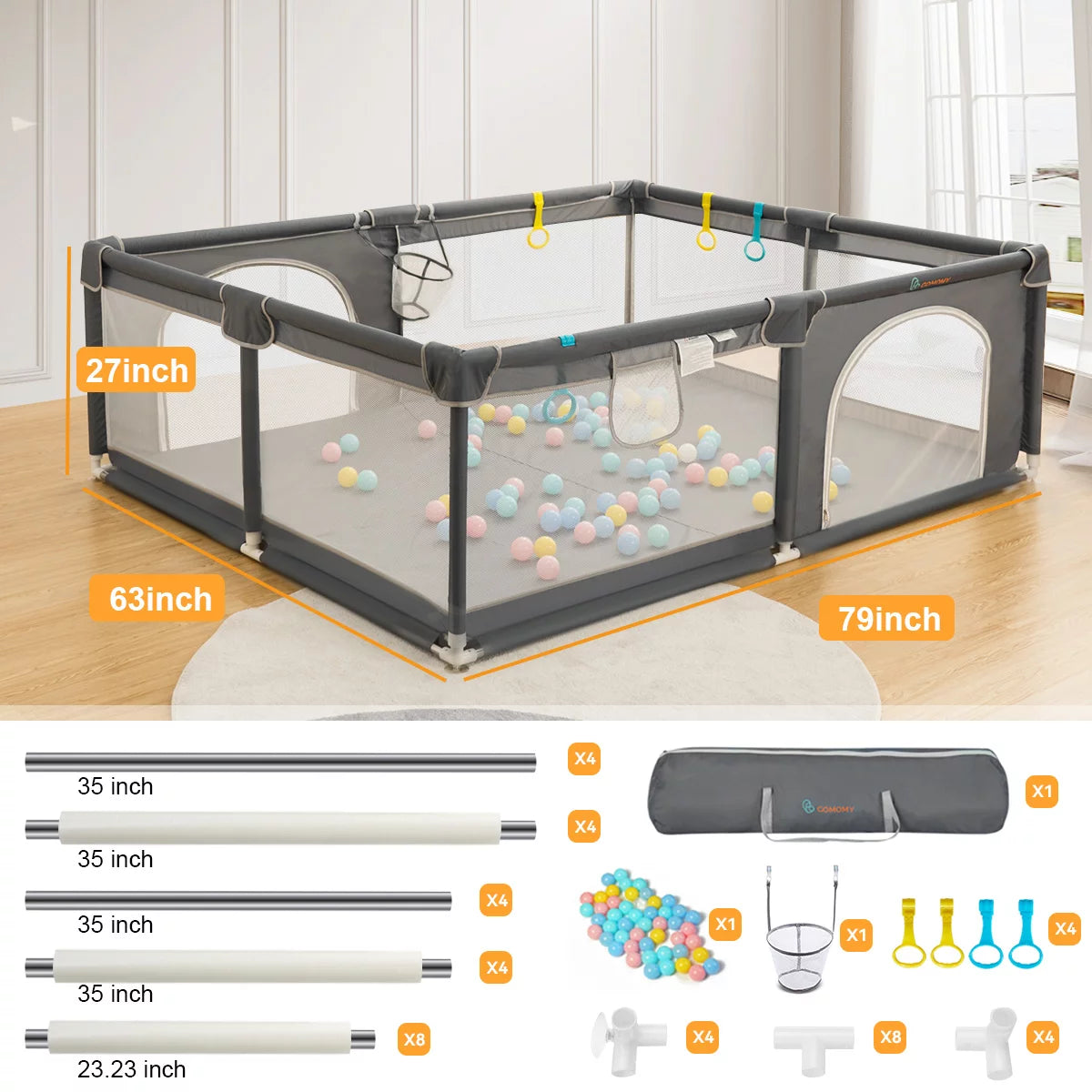 Portable Soft Mesh Baby Playpen H78396