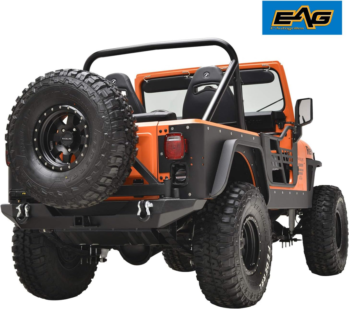 Full Width Front Bumper with LED Lights and Rear Bumper with Tire Carrier F4421