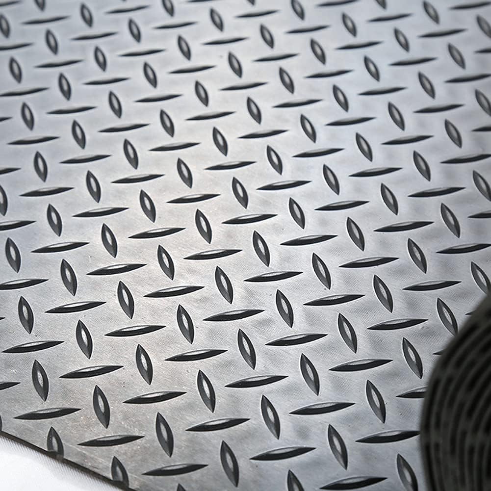 Black 5x10 Ft Diamond Plate Rubber Floor Mat O218801