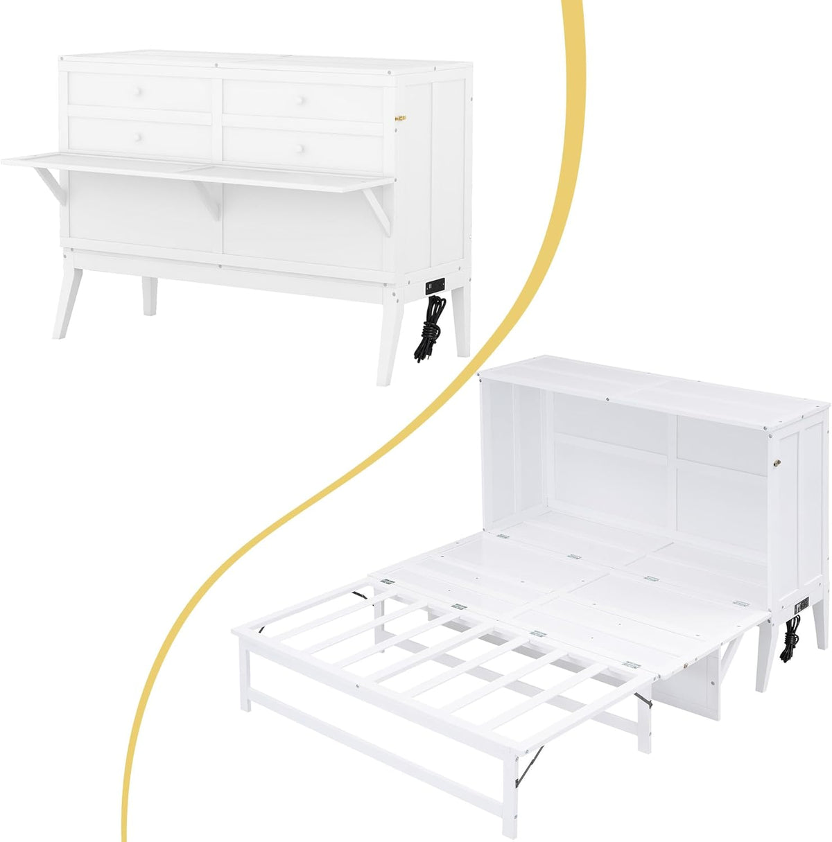White Wood Queen Murphy Bed J980617