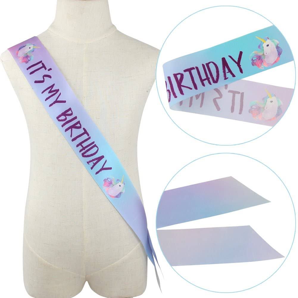 Silver Unicorn Headband and Birthday Sash Set O4529