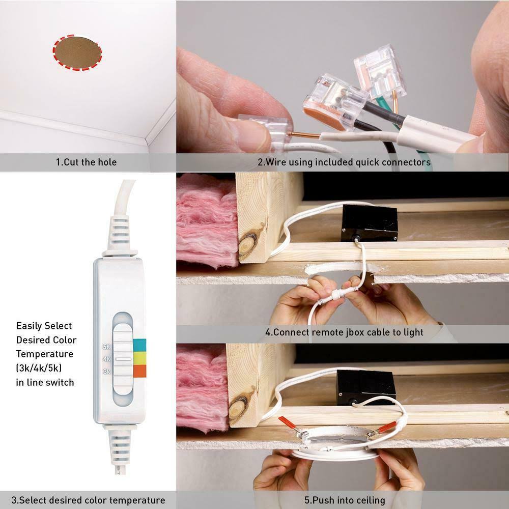 4 in. Selectable Canless Recessed Integrated LED Kit for Shallow Ceiling (4-Pac) F435036