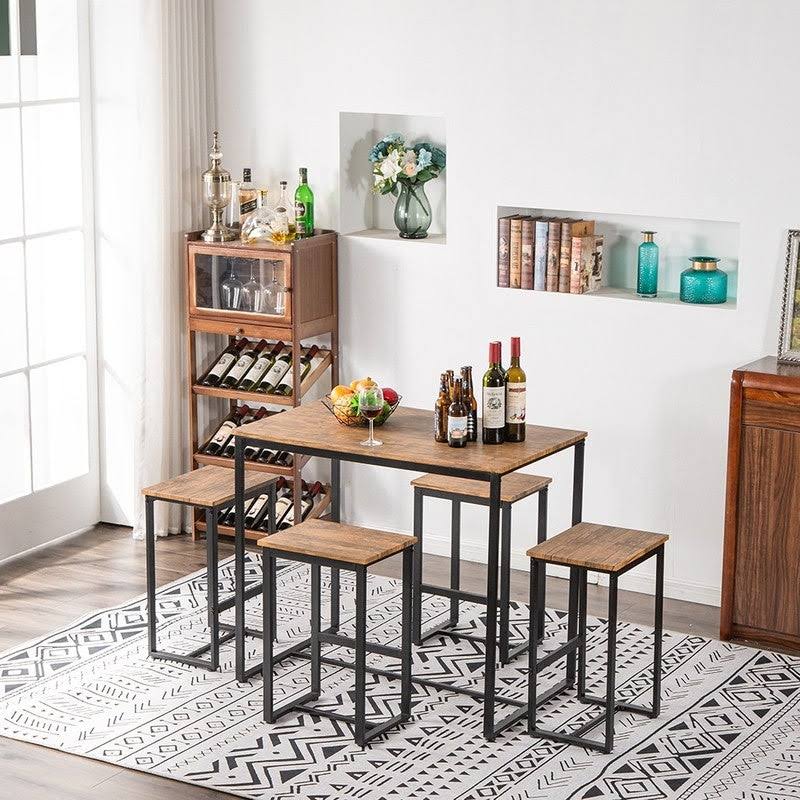 Walnut Finish 5-Piece Counter Height Pub Dining Set U746