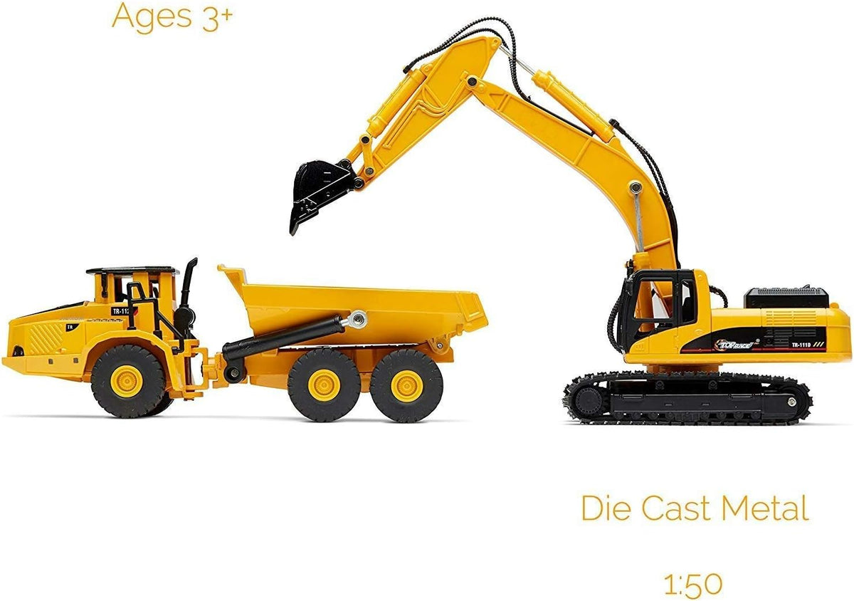 Diecast Metal Construction Trucks, Excavator and Dump Truck, Set of 2 H868280