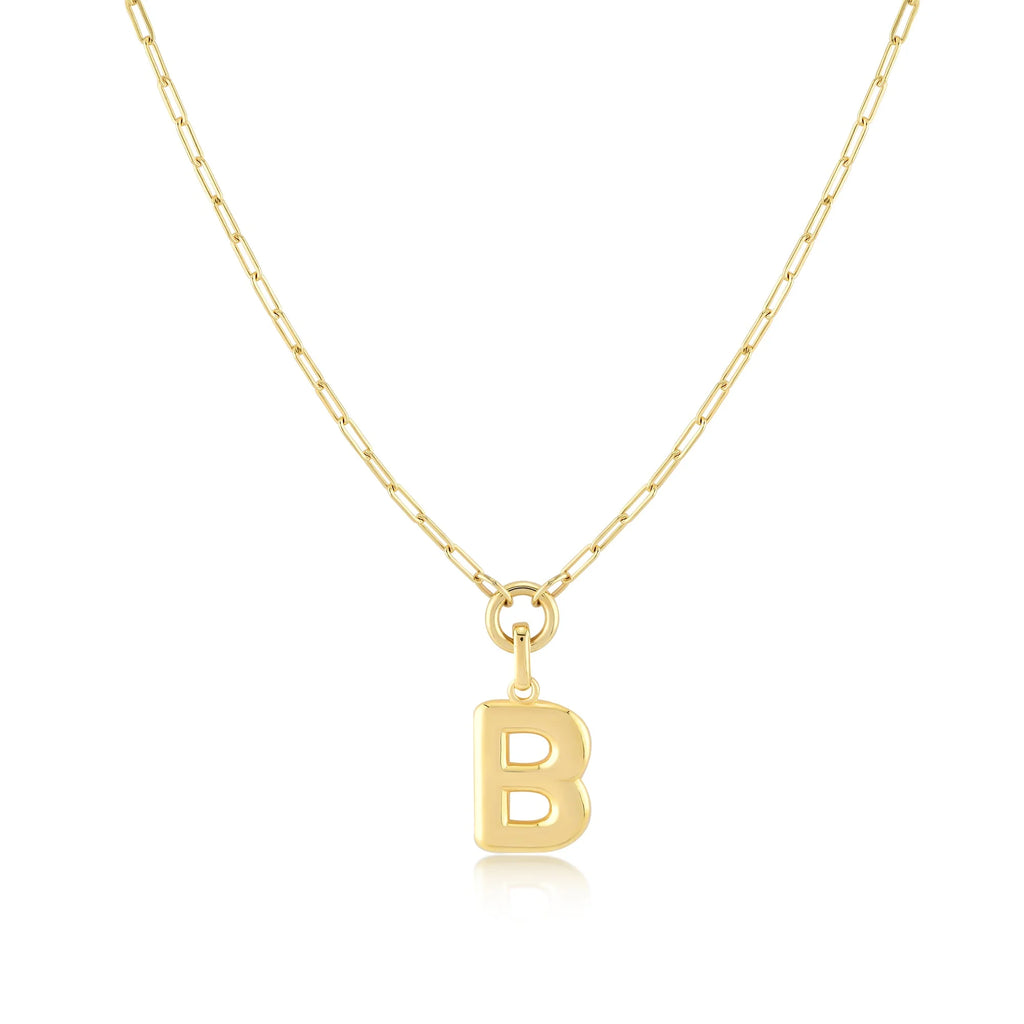 Gold-Filled Initial Necklace with A-Z Pendant Paperclip Chain Q560