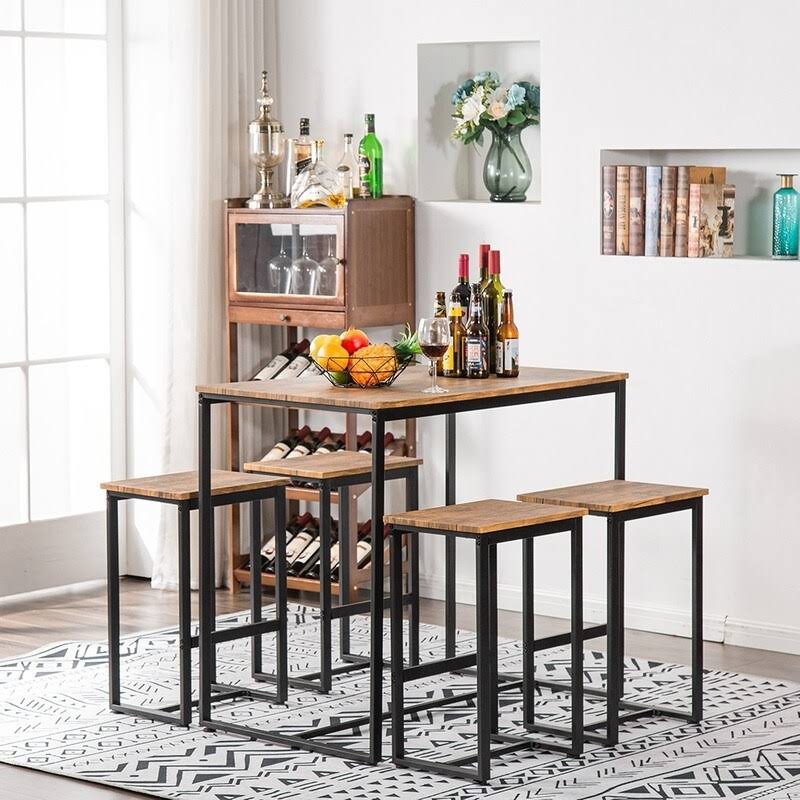 Walnut Finish 5-Piece Counter Height Pub Dining Set U746