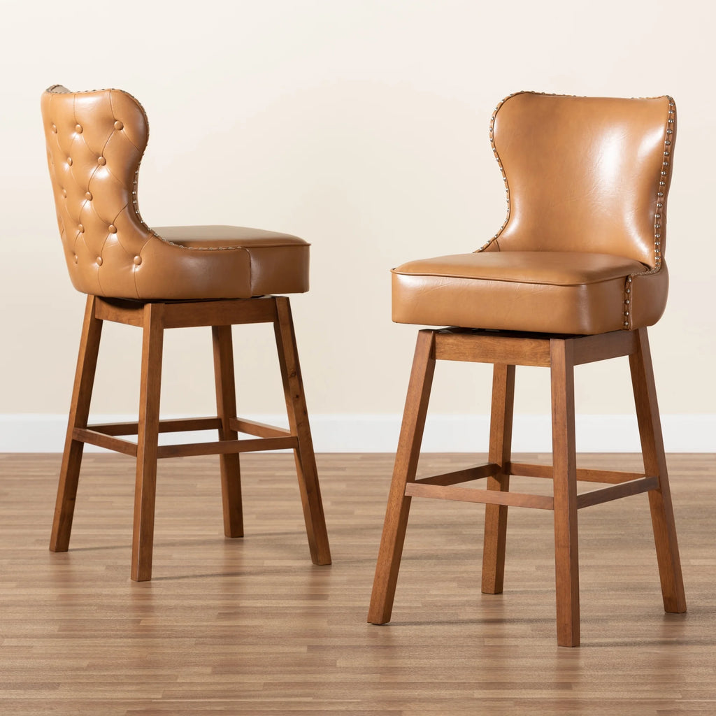 Tan Swivel Bar Stool, Set of 2 V46283
