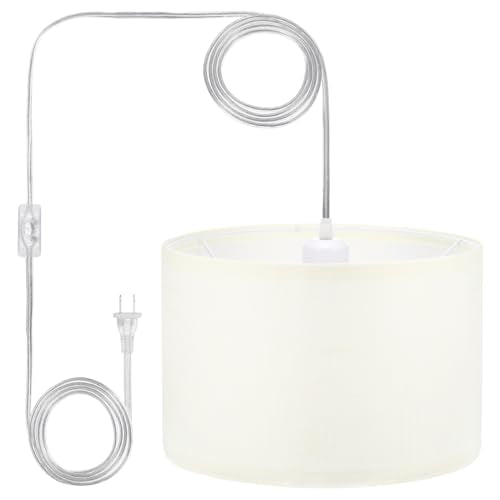 15Ft Rope Cord Hanging Lamp Fixture with On/Off Switch, White G504