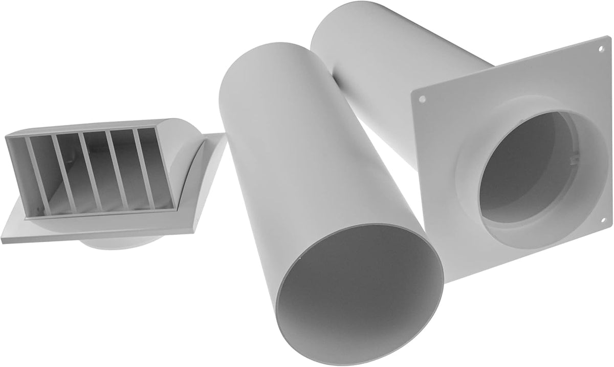 White Louvered Dryer Vent Hood with Pipe and Duct Connector, Pack of 2 X83013