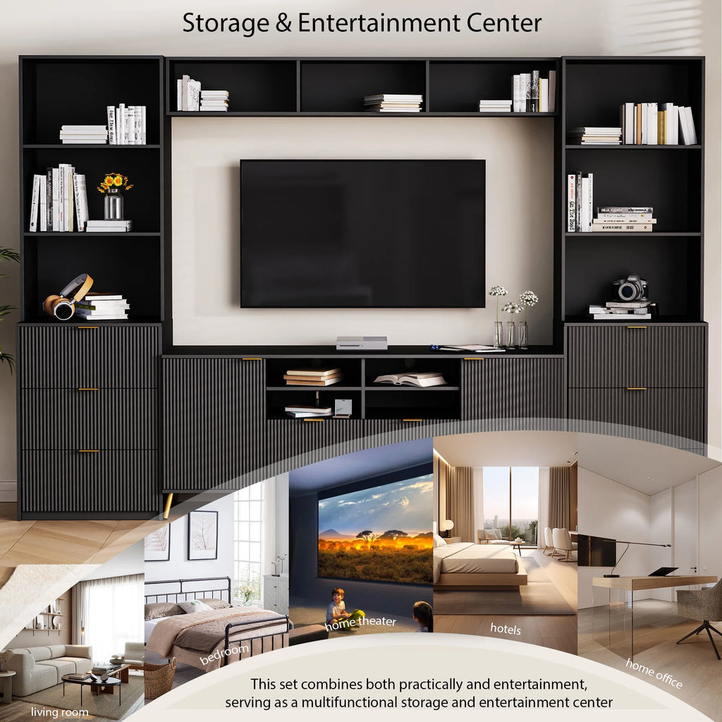 Modern TV Stand with 13 Shelves, 8 Drawers and 2 Cabinets H26110