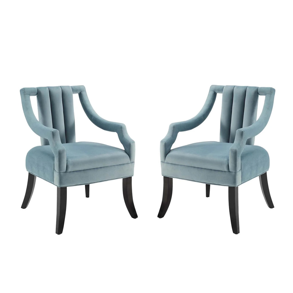 Light Blue Performance Velvet Accent Chair Set of 2 P596129