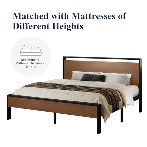 Full Size Platform Bed Frame with Wooden Headboard and Footboard I26690