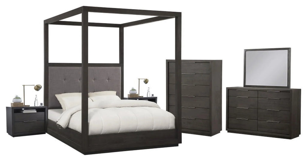 6 Piece Cal King Canopy Bedroom Set With Chest V5982