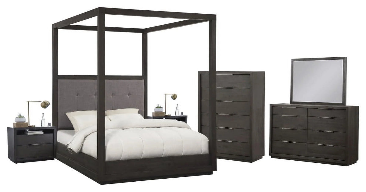 6 Piece Cal King Canopy Bedroom Set With Chest V5982