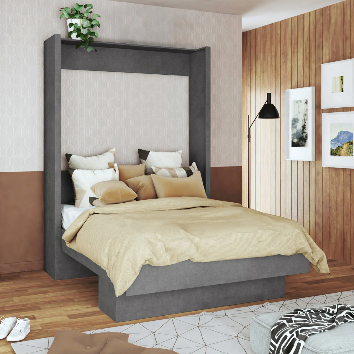 Queen Murphy Wall Bed with Shelf H176