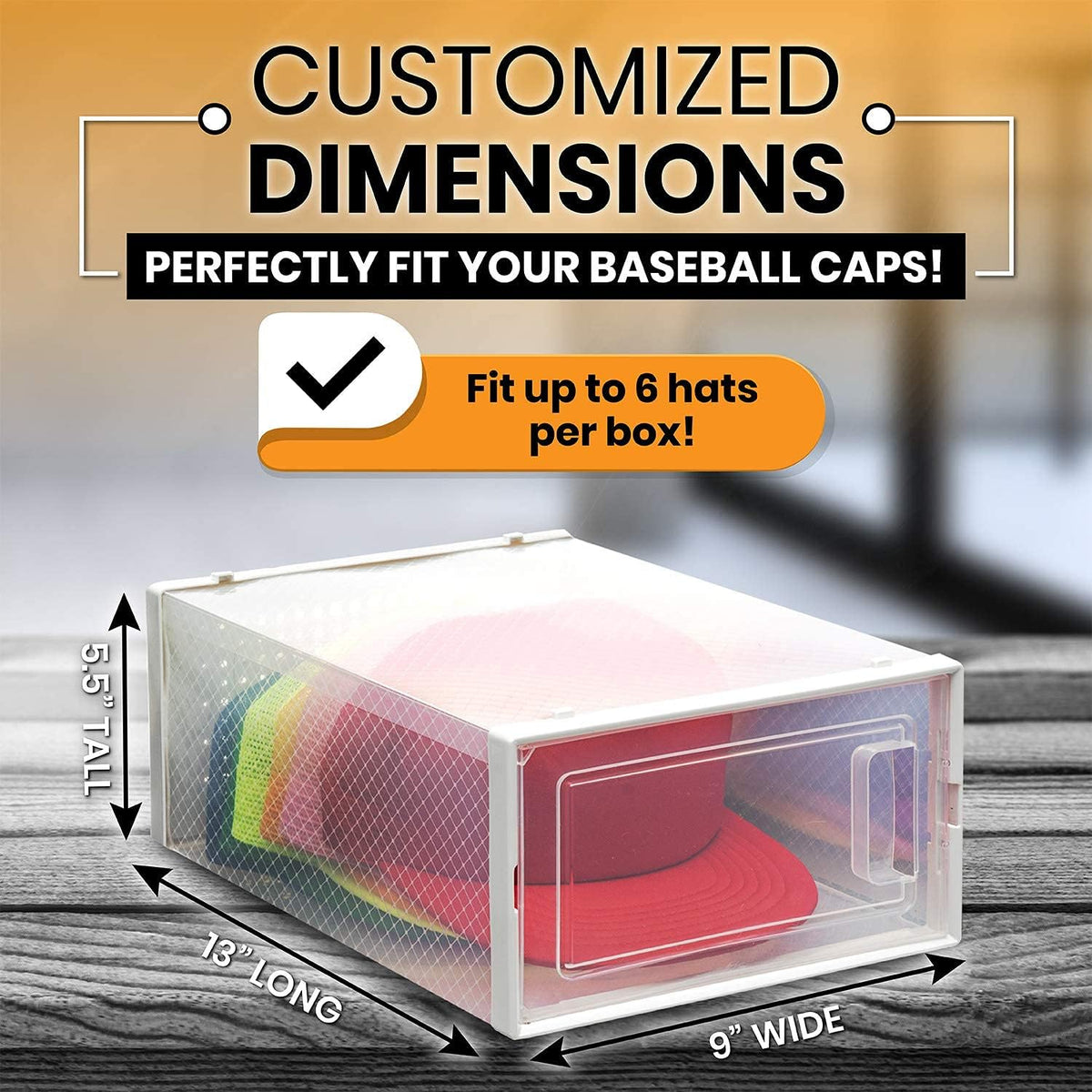 Hat Organizer Pack of 6 Transparent Hat Storage Box U68477