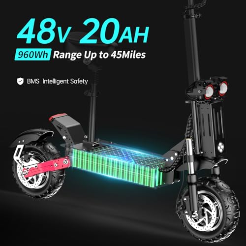 Electric Scooter 5600W Dual Motor 50MPH 45Miles 11" Off Road Tires Folding U99683