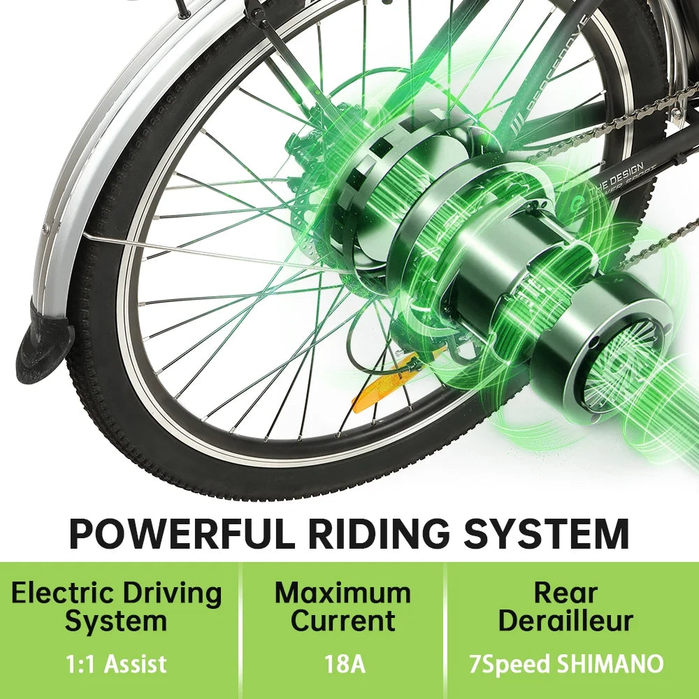 350 W 26" Step Through Electric Bicycle with Basket C3541