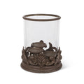 Metal Acanthus Triple Candle Holder with Glass Hurricane N209