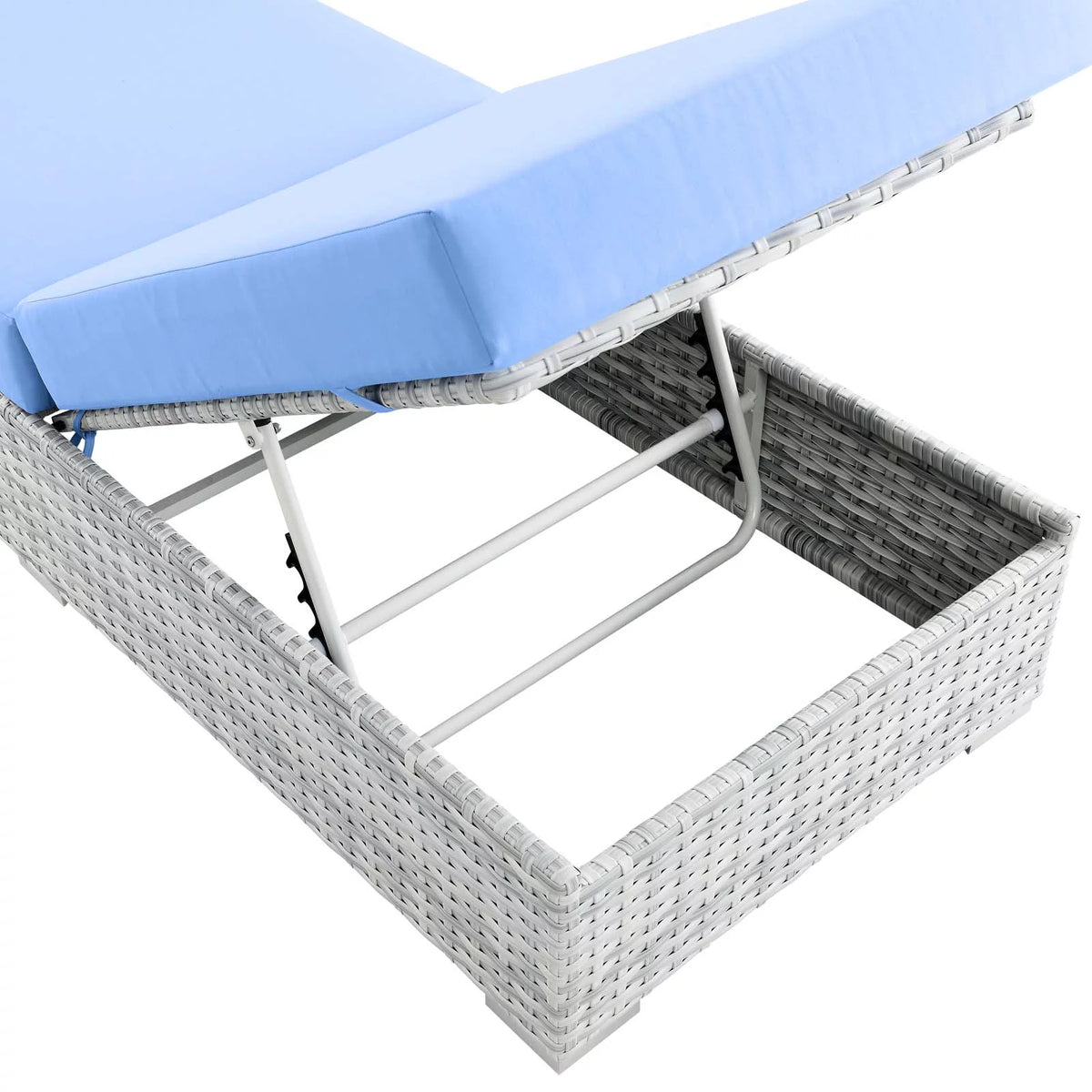 Light Grey Light Blue Rattan Wicker Lounge Chair Q32888