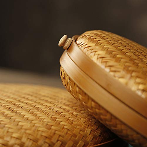 8 Inch Round Rattan Storage Basket with Lid M130