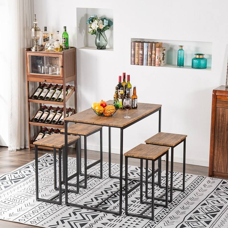 Walnut Finish 5-Piece Counter Height Pub Dining Set U746