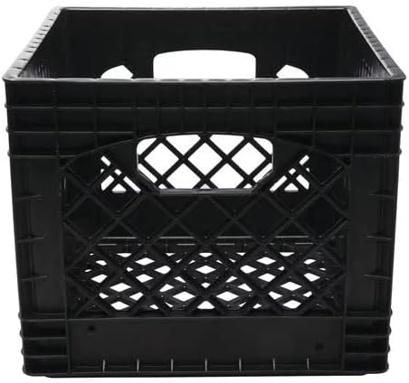 16QT Black Heavy-Duty Plastic Square Milk Crate D837125