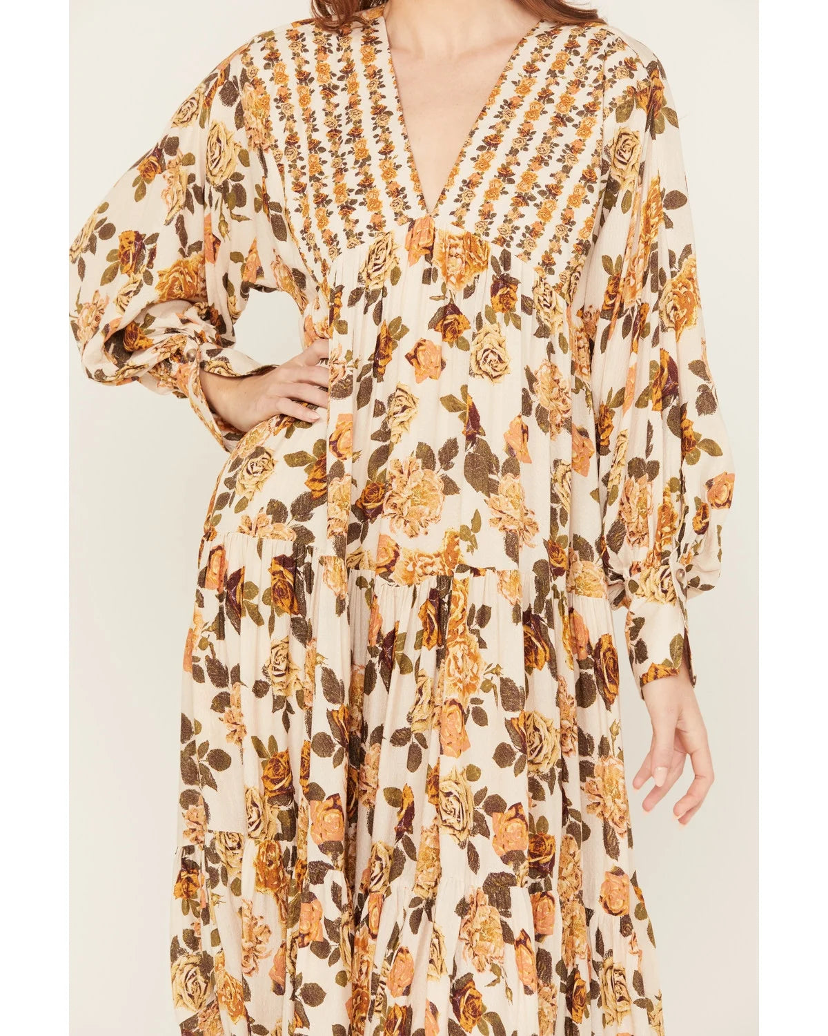 Ivory Floral Maxi Dress E296