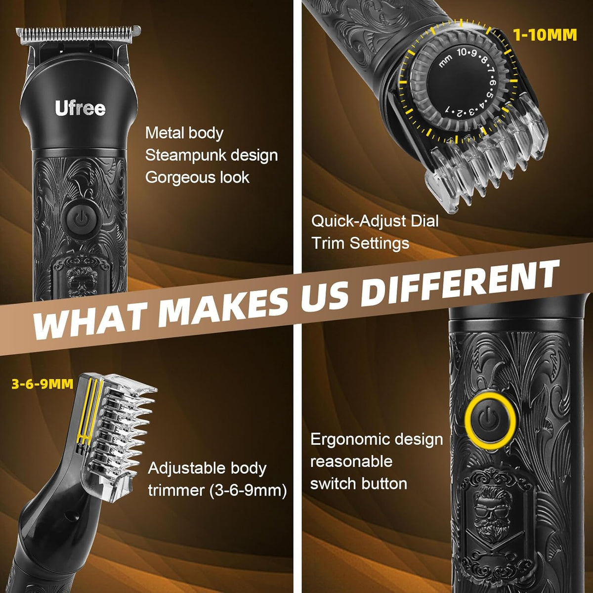 Beard Trimmer Electric Razor Cordless Hair Clippers 7 in 1 Beard Grooming Kit Q83453