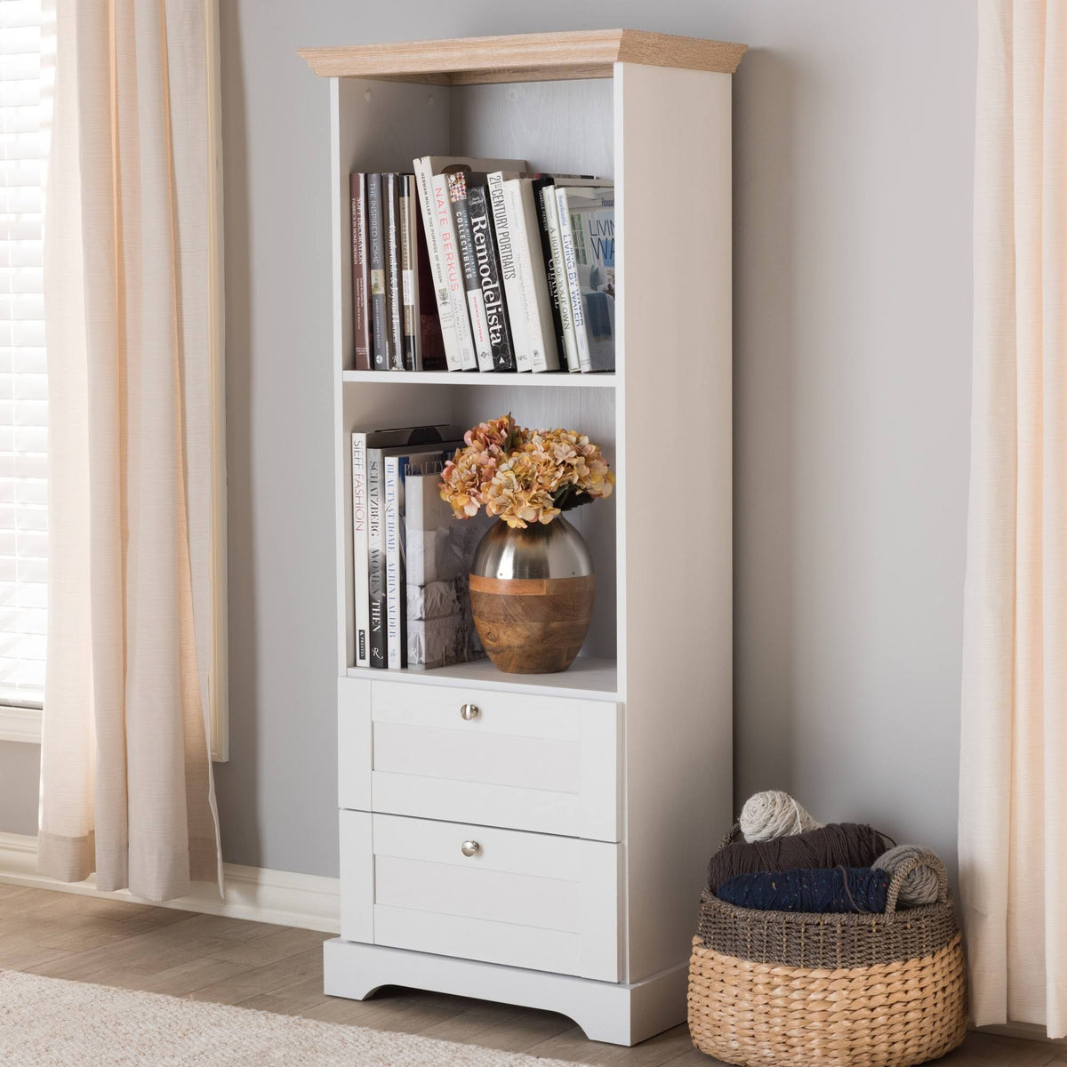 Oak White Two Tone Bookcase F640