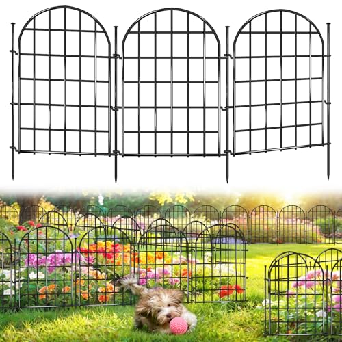 32.5 ft x 22 in 30 Panels Arched No Dig Metal Garden Fence C79626