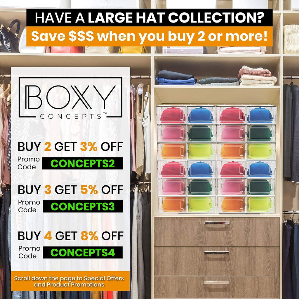 Hat Organizer Pack of 6 Transparent Hat Storage Box U68477
