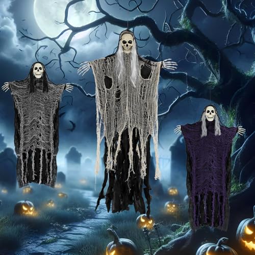 Halloween Hanging Ghosts Grim Reaper Skeleton Decorations A62188