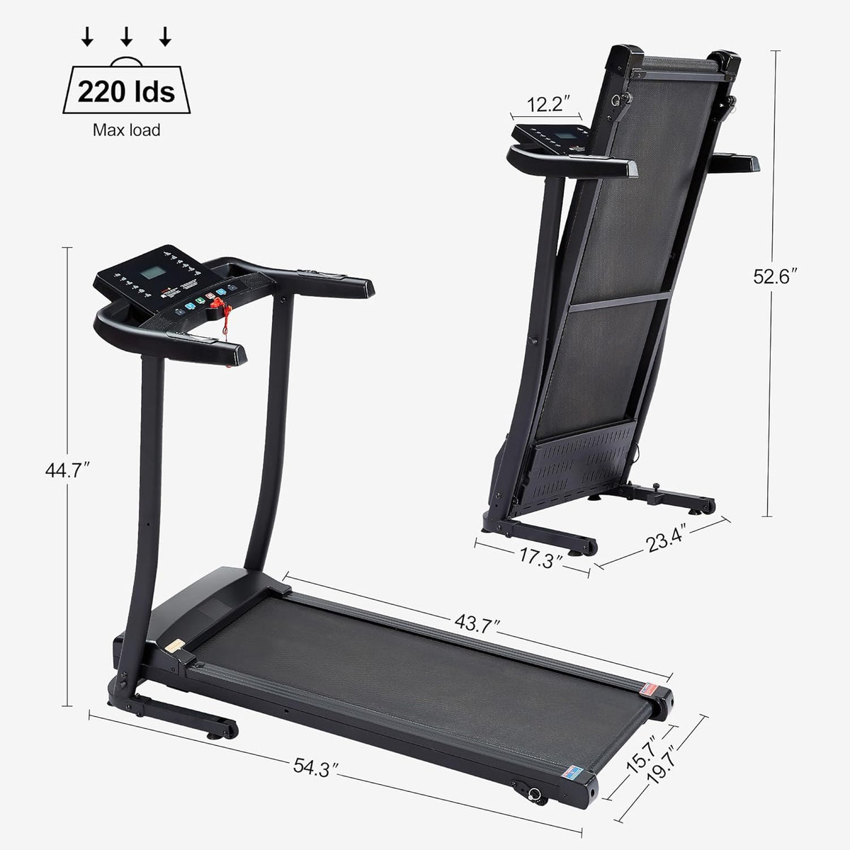2.5 HP Folding Treadmill with 3-Speed Incline Adjustment S182454