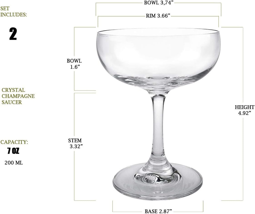 Champagne Coupe Glass Set of 2, Crystal, 7 oz I504129