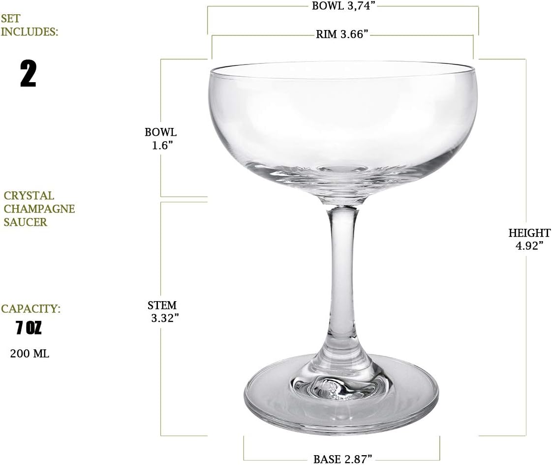 Champagne Coupe Glass Set of 2, Crystal, 7 oz I504129