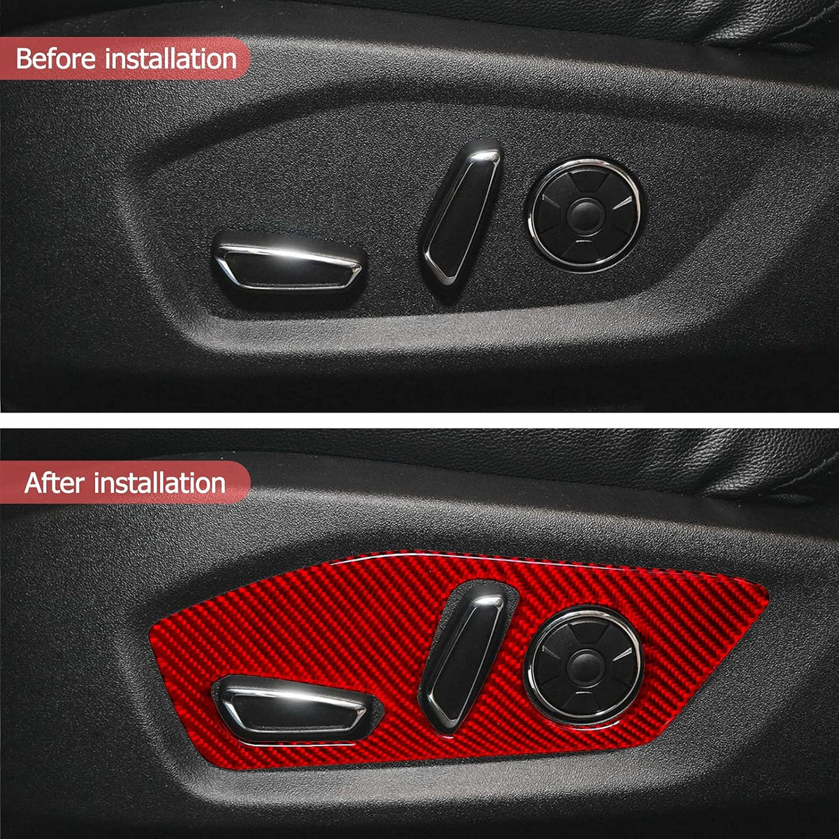 Carbon Fiber Car Seat Adjustment Button Panel Cover Trim Sticker B506